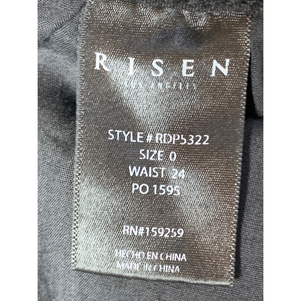 Risen Jeans Black Distressed Flare Rhinestone Chain Fringe Jeans Size 0/24 - Picture 11 of 16